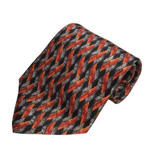 Silk Tie Rust Gray Geometric Pattern Vintage Club International Tip Top Tailor